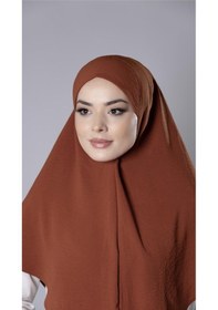Resim Hürrem Bone Kiremit Pratik Hazır Geçmeli Tesettür Eşarp Aerobin Kumaş Düz Hijab 2309 05 
