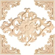 Resim 1/4/5 adet Ahşap Oyma Aplikasyon Seti, Kauçuk Ahşap Boş Oyma Dekoratif Tahta, Boyasız DIY Dekorasyon Malzemesi, Mobilya, Duvarlar, Dolaplar, Kapılar, Yatak için Uygun 