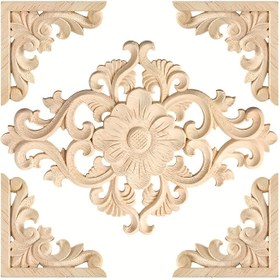 Resim 1/4/5 adet Ahşap Oyma Aplikasyon Seti, Kauçuk Ahşap Boş Oyma Dekoratif Tahta, Boyasız DIY Dekorasyon Malzemesi, Mobilya, Duvarlar, Dolaplar, Kapılar, Yatak için Uygun 