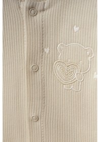 Resim Bebitof Heart Pattern 5 Parça Yenidoğan Bebek Hastane Çıkışı Zıbın Seti %100 Pamuk Ekru 