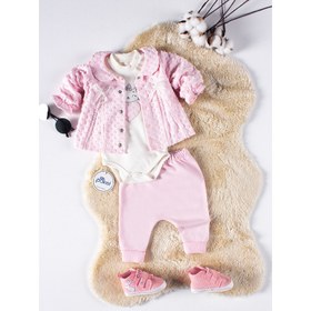Resim Pakel Kız Bebek 3'lü Takım 0-6 Ay Pembe 