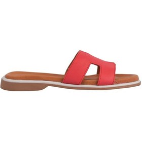 Resim Napa Shoes Kadın H Kesimli Düz Taban Hakiki Terlik Napa-1202 Kırmızı 