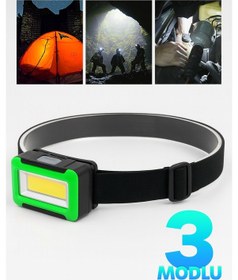 Resim 3 Modlu Pilli Kafa Lambası Kampçı Tamirci Balıkçı Outdoor Kafa Feneri Işığı 2068 Çok Renkli 