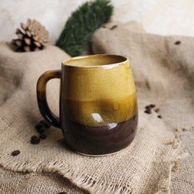 Resim Kulplu Thumb Print Kahve Kupası - Kahverengi 