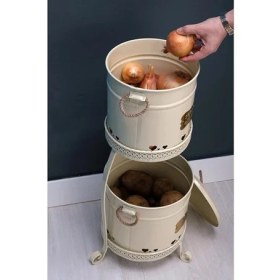 Resim Home 2 Katlı Büyük Boy Patates Soğan Kovası-Krem 