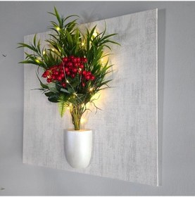 Resim Led Işıklı, Yılbaşı Kokina, Kabartma Dokulu Çiçekli Tablo 