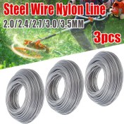 Resim 3 adet 16.4ft Çelik Tel Naylon Hattı, 2.0/2.4/2.7/3.0/3.5mm Çap - Kalın Yabani Bitki Kesici, Dayanıklı Çim Kesme İpliği, Yabani Bitki Kesici ve Bahçe Araçları için Çim Biçme Aksesuarı, Bahçe Yabani Bitki Kontrolü | Dayanıklı Kesme Hattı | Kalın Kesme İpliği 