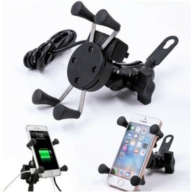 Resim Usb Şarjlı Ayna Bağlantılı Motosiklet Telefon Tutucu Motor Tutaca 