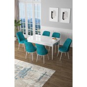 Resim Canisa Concept Canisa Zen Serisi Açılabilir Mdf Beyaz Mutfak Masa Takımı+6 Adet Sandalye (80 x 132 Cm) 