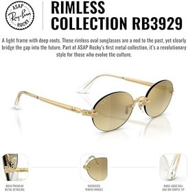 Resim Ray-Ban RB 3929 001S2 54 A$AP ROCKY Unisex Oval Gold Aynalı Metal Güneş Gözlüğü 