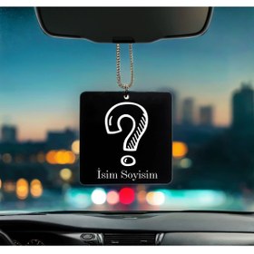 Resim Genel Markalar Soru İşareti Desenli Kişiye Özel İsimli Pleksi Dikiz Ayna Süsü 