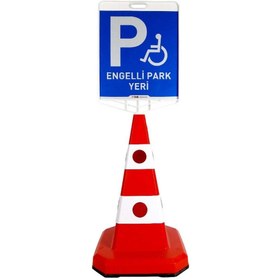 Resim İleri Trafik Engelli Park Yeri Çift Taraf Baskı Ultra Kedi Gözlü Ağırlıklı Trafik Koni Seti Trafik Dubası 