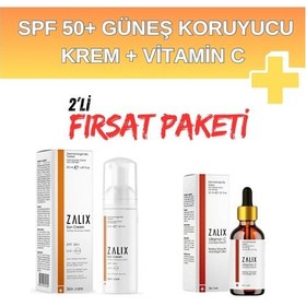Resim Zalix Koruyucu Güneş Kremi SPF50+ 50 ML + Vitamin C Complex Serum 30 ML 