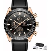 Resim Hanyang L Siyah Altın Siyah B Benyar Erkek Saatler Marka Lüks Silikon Kayış Su Geçirmez Spor Kuvars Chronograph Askeri Izle Erkekler Saat Relogio Masculino (Yurt Dışından) 