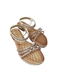 Resim Guja 25y174 Kadın Taşlı Düz Taban Abiye Sandalet Altın Siyah 