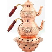 Resim Bakır Çaydanlık Takımı Desenli Çaydanlık Osmanlı Ocaklı 