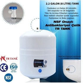 Resim WaterMelon Tüm Su Arıtma Cihazları Uyumlu Metal Genleşme Tankı NSF Onaylı Paslanmaz Çelik 2.2 (8 Litre) Tr Tank 