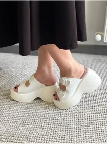 Resim Asmi Shoes Kadın Wera Beyaz İki Tokalı Kalın Taban Ortopedik Sandalet&terlik 