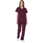 Resim Şensel, Kadın Hastane Takım, V Yaka, Bordo -48E1115- İş Elbisesi 