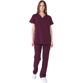 Resim Şensel, Kadın Hastane Takım, V Yaka, Bordo -48E1115- İş Elbisesi 