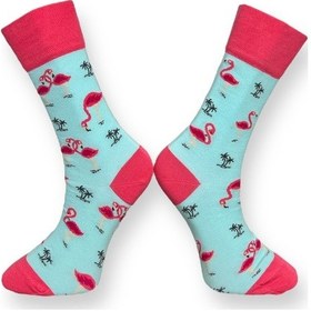 Resim Me-vo Tekli Bebe Mavisi Renkli Bay/bayan Unisex Esnek Nem Alabilen Pamuklu Flamingo Desenli Soket Çorap 