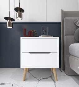 Resim VM VERTEX MOBİLYA Flora Komodin 2 Çekmeceli Yatak Odası Bebek Odası Beyaz 