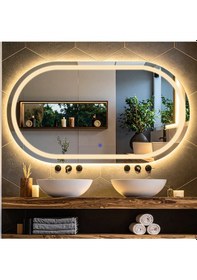 Resim Ovanta Günışığı Lazer Kumlamalı Lavabo & Banyo Aynası Dokunmatik Sensörlü 70 X 40 Cm 