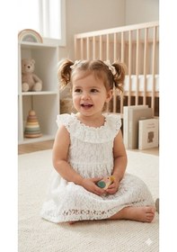 Resim Çikoby Kız Bebek Dantelli Elbise Ckb-50504 Beyaz 