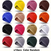 Resim 10 adet Kadın Yumuşak ve Nefes Alabilen Plise Turban Şapka Kapları - Hafif Elastik Başlık, Çeşitli Renkler (Siyah, Kırmızı, Mavi, Sarı, Yeşil, Siyah, Gri, Turuncu, Mor), Çok Yönlü Başlık | Şık Turban | Hafif Şapka, Başban 