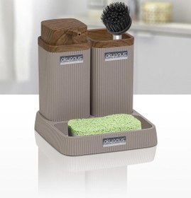 Resim Okyanus Home Stella Vizon Ahşap Desenli Lavabo Seti 