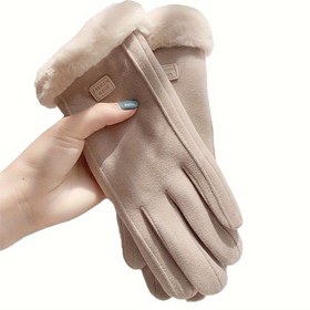 Resim Kadın Kış Eldiveni - Kalın Yalıtımlı Soğuk Hava Eldivenleri, Elastik Kesim, / Kahverengi, Rüzgar Geçirmez & Sıcak Tutucu, Kayak, Snowboard ve Günlük Kullanım İçin - Kadınlar İçin Elde Yıkanabilir Kış Eldivenleri 