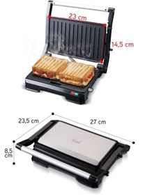 Resim Kiwi Ksm-2444 Paslanmaz Çelik Gövdeli 180 Derece Açılabilen Izgara ve Tost Makinesi 