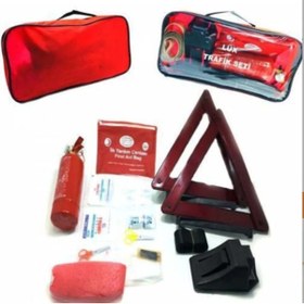 Resim SNR Lüx Trafik Seti Profesyonel Araç Muayene Uyumlu Ilk Yardım Seti Tüv Türk Uyumlu Kare Çantalı 