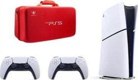 Resim Playstation 5 Slim 1 TB Digital Edition Oyun Konsolu + 2. Dualsense Kol + Sony Playstation 5 Taşıma Çantası Kırmızı 