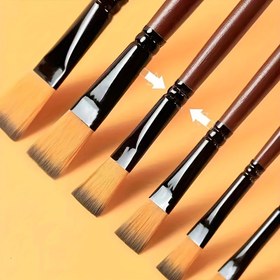 Resim 6 adet Profesyonel Sanatçı Fırça Seti - Karışık Malzemeler, Dayanıklı Ahşap Saplı Düz Fırçalar, Su Boyası ve Akrilik Boyama için Çeşitli Şape ve Boyutlar, Hassas Detaylar ve Geniş Çizimler için İdeal, Su Boyası Malzemeleri | Düz Fırça Seti | Dayanıklı Ahşap Saplar, Su Boyası Fırçaları 