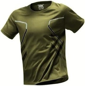 Resim Ghassy Co. Erkek Ultra Esnek Nem Emici Vücut Geometrik Hızlı Kuruyan Hafif Spor T-shirt HAKİ M 
