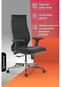 Resim Metta Ergolife Synergolife Synchrosit 10 Ergonomik Ofis Sandalyesi Ayarlanabilir Kolçaklı, Fileli, Öğrenci Sandalyesi -211.d.1.3e3 Siyah 