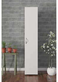 Resim Tek Kapak 5 Raflı Banyo Dolabı Beyaz 