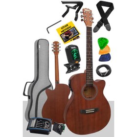 Resim Midex PHX-188EQ Set Masif Ağaç Elektro Akustik Gitar 4/4 (Gigbag Çanta Tuner Askı Capo Jak Kablo) 