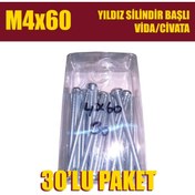 Resim Site Hırdavat M4x60 Yıldız Silindir Başlı (ysb) Vida/civata 30'lu Paket 