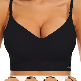Resim Kadınlar için Dikişsiz Sırtı Açık T-Shirt Sütyen - Seksi, Telsiz, Çıkarılabilir Pedli, Naylon & Elastan Karışımı, Elde Yıkanabilir 