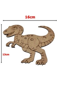 Resim Ahşap Boyanabilir Dinozor Figürü T-rex 16x13 Cm - 3mm Mdf Eğitici Boyama Seti 10 Adet 