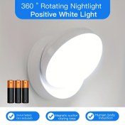 Resim 360° Dönen LED Hareket Sensörü Gece Lambası - Taşınabilir, İç/Dış Mekan Kullanımı, Modern Beyaz Işık, 3 AAA Pil ile Hafif, Yatak Odası, Mutfak, Banyo, Koridorlar ve Seyahat için İdeal, Seyahat Gece Lambası|Modern Gece Lambası Tasarımı|Hafif Yapı, Gece Lambası 