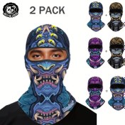 Resim 2 adet Musion Devil Yaksha Balaclava Tam Yüz Maskesi - Nefes Alabilir, Rüzgar Geçirmez, Esnek Polyester ve Elastan Karışımı, Dış Mekan Sporları, Bisiklet ve Kayak için Örme Tasarım, Dış Mekan Sporları Maskesi | Cesur Grafik Tasarım | Örme Dokusu, Pil Olmadan 