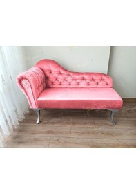 Resim Dekoratif Bihter Koltuk Josefin Puf 110 Cm Gümüş Ayak Pembe 