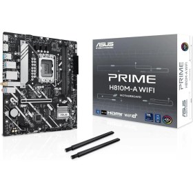 Resim Prime H810M-A Wifi Intel H810 LGA1851 Ddr5 6400 Dp HDMI Çift M2 Usb3.2 Ax Wifi + Bt Aura Rgb Matx 6+1+1+1 Güç Aşamaları, Asus 5x Protection Iii, Ready For Advanced Ai Pc 