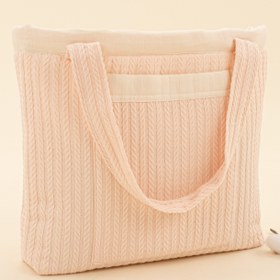 Resim Bebek Bakım Çantası - Somon Örgü - Krem Muslin 