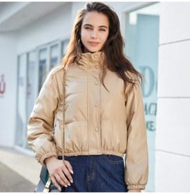 Resim Kadınlar İçin Sonbahar Ve Kış Yeni Deri Ceket Haki Haki 