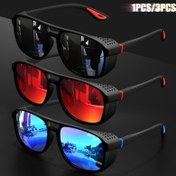 Resim 1 adet/3 adet Yuvarlak Polarize Steampunk Spor Gözlüğü - Trendy Polarize Gözlükler - ve Sürüş için İdeal, Dayanıklı Yan Hollow Out Çerçeve, Rüzgar Lensi 