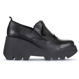 Resim Bueno Shoes Siyah Deri Kadın Dolgu Topuklu Ayakkabı 01wz8401 